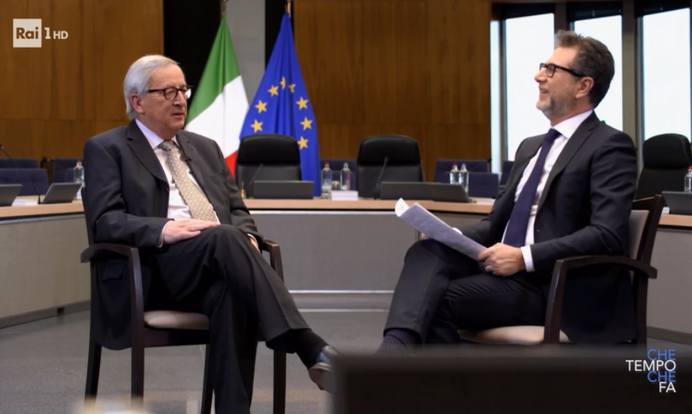 Che Tempo che fa 31 marzo: puntata avviata con l'intervista in esclusiva di Juncker da parte di Fabio Fazio. Tanti ospiti in studio